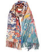 Plum Feathers Super Soft Cashmere Feel Double Sided Reversible Art Shawl... - £23.66 GBP