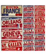 France Switzerland License Plate Tin Sign, French Swiss Wall Hanging Met... - $18.00