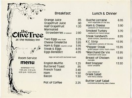 The Olive Tree at the Holiday Inn Menu - £11.03 GBP