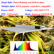 SunPlix G2 800W 10 Bar 2320 PPF Full Spectrum LED Grow Light With Samsun... - £592.61 GBP+