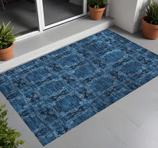 2&#39; X 3&#39; Navy and Gray Floral Medallion Washable Non Skid Indoor Outdoor ... - $1,136.07 MXN
