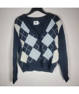 Princess Polly Blue White Chunky Knit Cropped Cardigan S/M Sweater N1 Ge... - £11.94 GBP