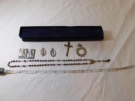 Rosery Pope Saints charms crosses crucifix vintage Italy Virgin Mary Catholic - £72.43 GBP