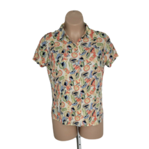 Liz Claiborne Button Up Collared Shirt Blouse ~ Sz L ~ Multicolor ~ Short Sleeve - £17.69 GBP