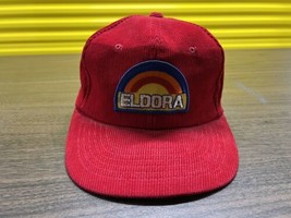 VTG 1980’s Eldora Mountain Ski Resort Red Corduroy Snapback Hat - OSFA - RARE - £30.03 GBP