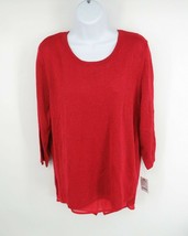 NY Collection Knit Layered Pullover Red Sweater L - $17.82