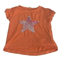 Orange Girls Sequin Star T-Shirt 4T 100% Cotton By Love At First Sight - $7.70