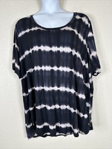 Maurice Womens Plus Size 4X Black Stripe Tie-Dyed T-shirt Short Sleeve - $18.49