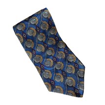 Milano Uomo Neck Tie Blue Gold Pattern - £8.80 GBP