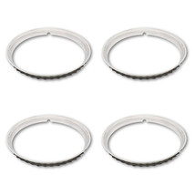 15&quot; Ribbed Stainless Steel Universal Beauty Rims Tire Wheel Trim Cover Set of 4 - £95.38 GBP