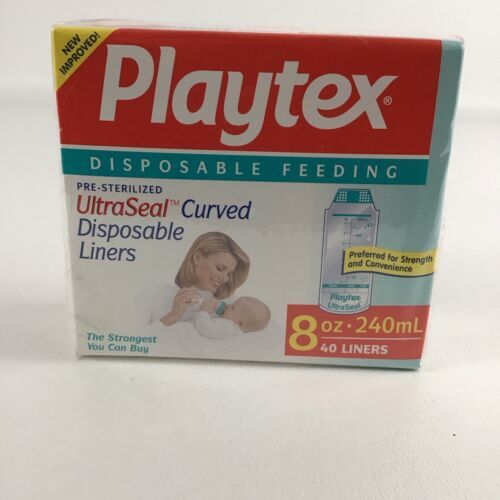Playtex Baby Bottle 8oz Disposable 40 Curved Liners SEALED Vintage 90s - $24.70