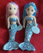 Crystal &amp; Saphire Sea Sparkles Shiny Plush Mermaids Aurora World Plush NWT 10” - £13.54 GBP