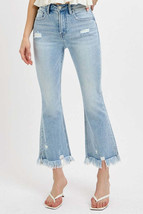 RISEN Full Size Raw Hem Distressed Cropped Flare Jeans Plus Size - $1,011.59 MXN+