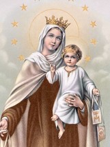 Vintage OUR LADY OF MOUNT CARMEL PRINT GOLD LITHO  #6012 by N G Basevi 1... - £9.99 GBP