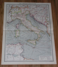 1908 Antique Map Of Italy Sicily Dalmatia Industry Transportation Ship Routes - £22.29 GBP
