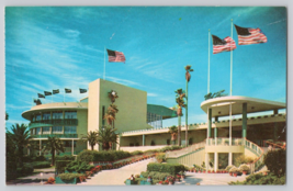 Inglewood California Hollywood Park Entrance American Flags Vintage Postcard - $5.53