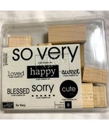 *RARE* NWT Stampin Up! So Very Expressions Retired Wood Stamp Set Happy ... - £23.46 GBP