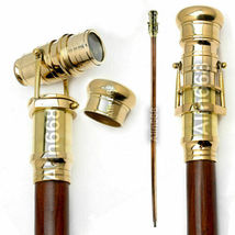 WAVE NAUTICAL Vintage Brass Spy Folding Telescope Handle Wooden Handmade Walking - £36.07 GBP