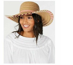 INC International Concepts Light Tan and Pink  Whip Stitch Edge Floppy Hat NEW - £16.52 GBP