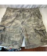 Vintage Y2K Cargo Shorts Men 40 Green Camo Drawstring Relaxed Baggy Skat... - $34.64
