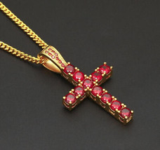 Pendente a croce con rubino rosa a taglio rotondo da 2 ct in finitura oro... - £92.58 GBP