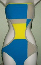 MARC JACOBS S SIMONE 1PC MONOKINI OCEAN BLUE YELLOW TAN SWIMSUIT SZ M,LNWT! - £52.30 GBP