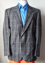 EVAN-PICONE Men Size 40R Wool Sport Coat Glen Plaid Gray Two Button Single Vent  - $48.45