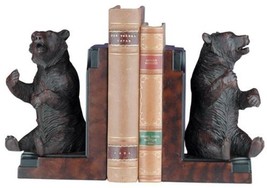 Bookends Bookend MOUNTAIN Lodge Playful Sitting Bear Oxblood Red Resin - £212.55 GBP