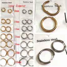 28Pairs Silver Gold Plate Stainless Steel Hoop Circle Earrings Classic Style Wom - £37.57 GBP