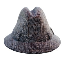 Vintage Men&#39;s Hat Stetson Gray/Brown Herringbone Tweed Fedora Size 7 Swing - $39.65