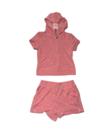 Juicy Couture Velour Hoodie &amp; Shorts Tracksuit Set PINK SZ XL NEW - $2,168.59 MXN