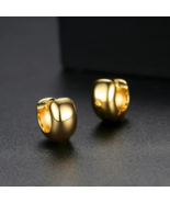 Gold Plated 10mm Hoop Earrings Unisex Hip Hop Fashion Jewelry Color Gold - £9.84 GBP