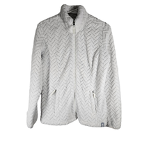 Free Country Women&#39;s Faux Fur White Jacket Size Small Pockets Chevron De... - £14.70 GBP
