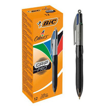 Bic 4 Colours Grip Pro Black Barrel Pen (Box of 12) - £50.05 GBP