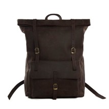 Roll Top Genuine Leather Backpack Travelling Backpack Weekend Bag - £169.47 GBP