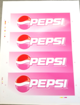 Pepsi Pink Ball Logo Art Work Quad Stacked 2000s Preproduction Advertisi... - $18.95