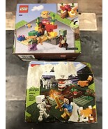 LEGO Minecraft 21162 The Taiga &amp; 21164 Coral Reef Steve Fox Wolf Skeleton - $447.42 MXN