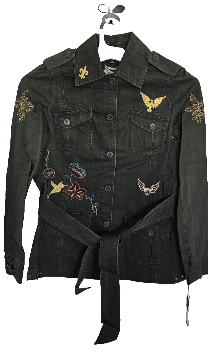 Primary image for True Meaning Women's Jacket, Cargo Military Army Blazer, Green Embroidered