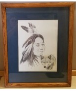 SIGNED Marita Parisi Pencil Art Print Native American Indian &quot;Wolf Child... - £40.59 GBP