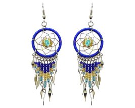 Daisy Flower Dream Catcher Long Seed Beaded Metal Dangle Earrings - Womens Fashi - £11.73 GBP