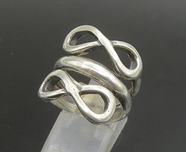 925 Sterling Silver  - Vintage Shiny Infinity Bypass Band Ring Sz 8.5 - RG23404 - £53.25 GBP