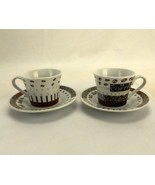 2 Sets of Demitasse Cup &amp; Saucers, Coffee Bean Pattern, Gift Box, New Ol... - $13.33 CAD