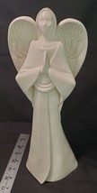 Ceramic Praying Angel Figurine Outstretched Wings White 14&quot; Tall 6&quot; Wide - £16.34 GBP