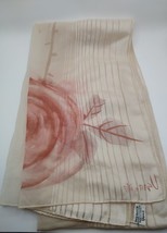 Vintage Vera Beige Rose Floral Pattern Silk Scarf Sheer - £7.79 GBP