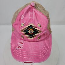 Vintage Aztek Pink Distressed Hat Cap w/ Embroidery One Size - $333.83 MXN