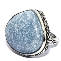 Natural Angelite Solid 925 Silver Gemstone Handmade Ring Jewelry Size 9 - £5.55 GBP