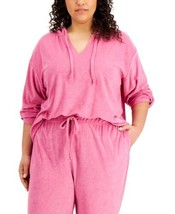 Rebellious One Womens Trendy Plus Size Loop Terry Hoodie Size 3X Color Hot Pink - £37.85 GBP