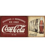 Coca Cola Coke Ice Cold Logo Retro Soda Rustic Wall Décor Metal Tin 2 Si... - £25.08 GBP