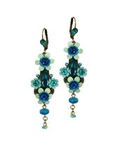 Elegant Romantic Vintage Brass Floral Dangle Drop Statement Earrings w/Swarovski - $151.90