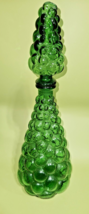 Mcm Green Empoli Bubble Vase Wine Decanter 10.75&quot; Made Italy Grapes Stopper - £45.93 GBP